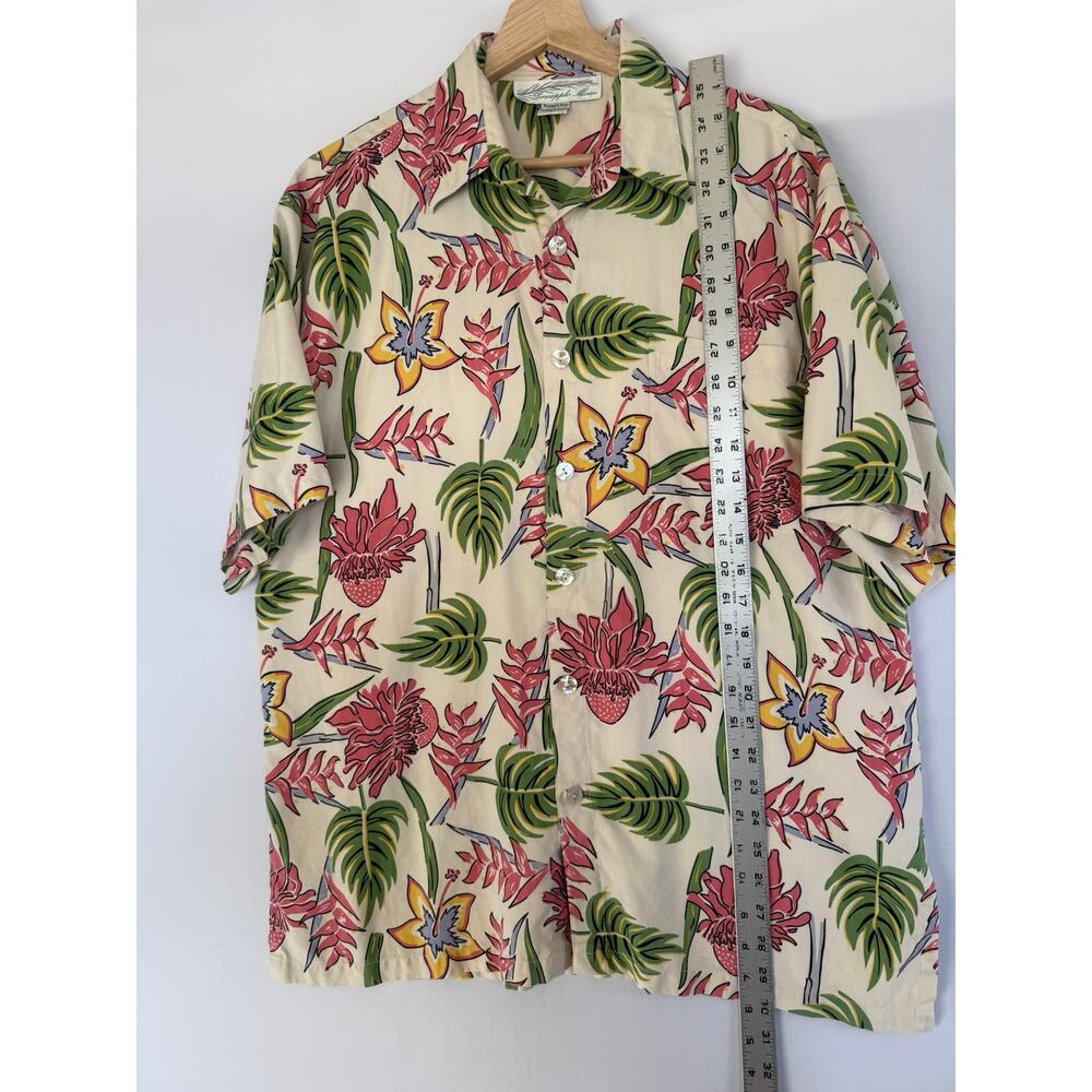 Pineapple Moon Silk Floral Hawaiian Shirt- Size M - Picture 4 of 5